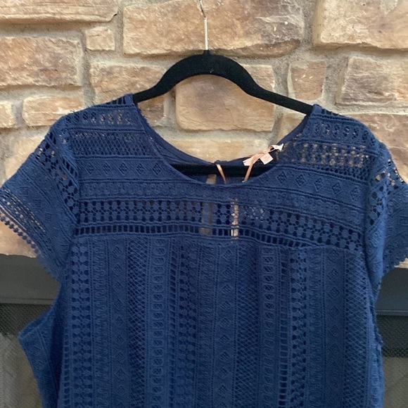 NWT Gibson Latimer navy blue lined lace dress. See through lace neckline. XL - Picture 3 of 13